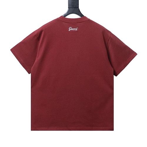 EM Sneakers Gucci Minimalist Letter Print Embroidered Logo T-shirt Burgundy