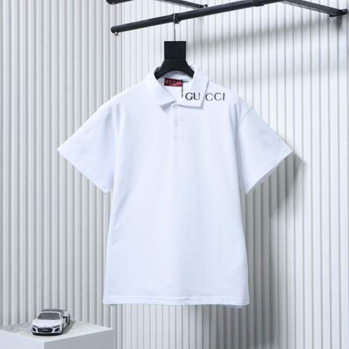 EM Sneakers GUCCI 2025SS Neckline with Letter Print Polo Short-Sleeve T-Shirt White