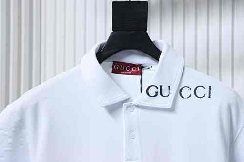 EM Sneakers GUCCI 2025SS Neckline with Letter Print Polo Short-Sleeve T-Shirt White