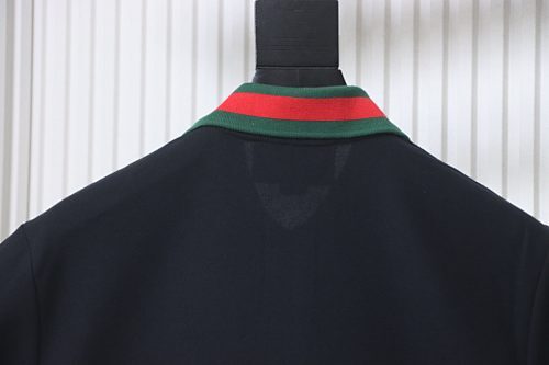 EM Sneakers GUCCI 25SS Classic Red and Green Ribbon Double G Embroidered Short-Sleeve Polo Shirt Black
