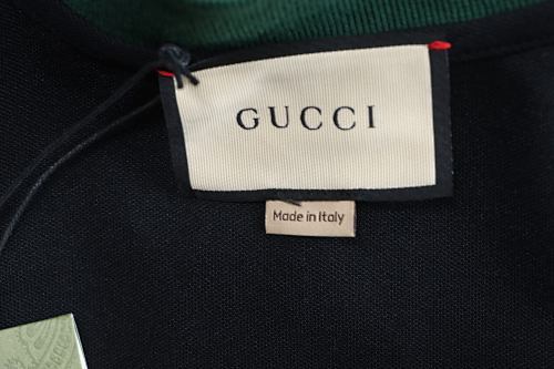 EM Sneakers GUCCI 25SS Classic Red and Green Ribbon Double G Embroidered Short-Sleeve Polo Shirt Black