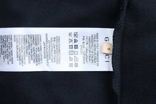 EM Sneakers GUCCI 25SS Classic Red and Green Ribbon Double G Embroidered Short-Sleeve Polo Shirt Black