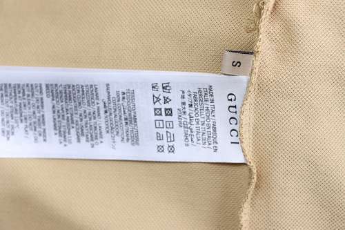 EM Sneakers GUCCI 25SS Classic Red and Green Ribbon Double G Embroidered Short-Sleeve Polo Shirt Khaki