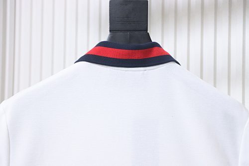 EM Sneakers GUCCI 25SS Classic Red and Green Ribbon Double G Embroidered Short-Sleeve Polo Shirt White