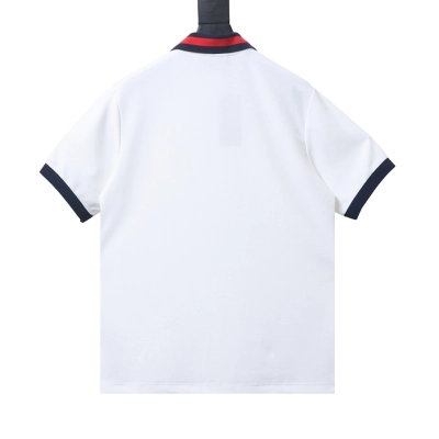 EM Sneakers GUCCI 25SS Classic Red and Green Ribbon Double G Embroidered Short-Sleeve Polo Shirt White 02