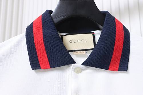 EM Sneakers GUCCI 25SS Classic Red and Green Ribbon Double G Embroidered Short-Sleeve Polo Shirt White