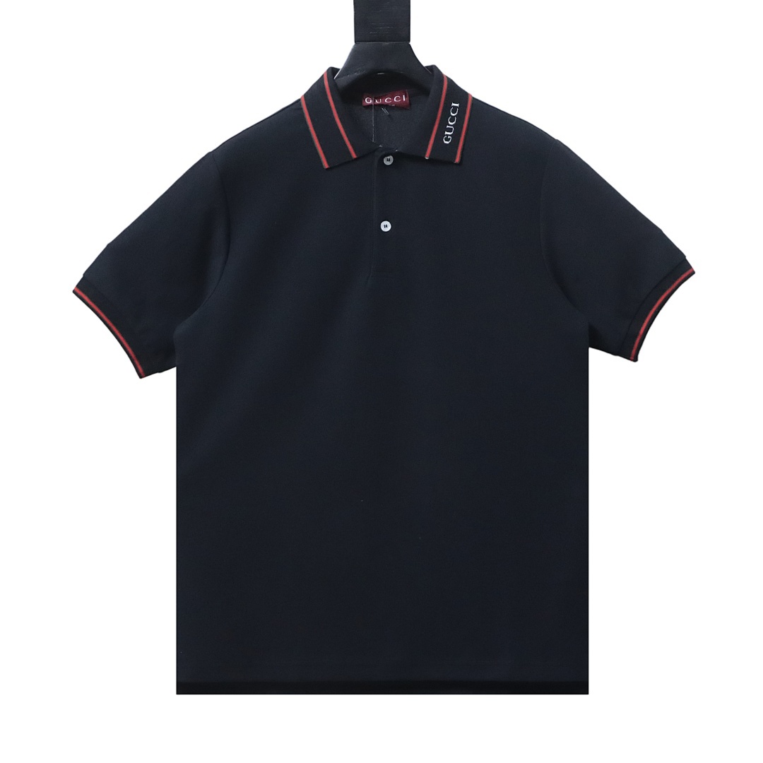 EM Sneakers GUCCI 25SS Ribbed Jacquard Short-Sleeve Polo Shirt Black