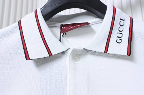 EM Sneakers GUCCI 25SS Ribbed Jacquard Short-Sleeve Polo Shirt White