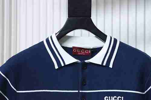 EM Sneakers GUCCI 25ss Striped Polo Knit Short Sleeve