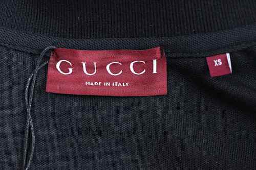 EM Sneakers GUCCI 26SS Classic Pocket Double G Embroidered Logo Short-Sleeve Polo Shirt Black