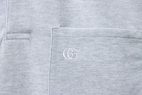 EM Sneakers GUCCI 26SS Classic Pocket Double G Embroidered Logo Short-Sleeve Polo Shirt Gray