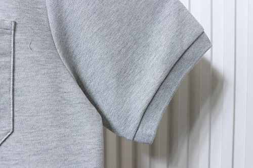 EM Sneakers GUCCI 26SS Classic Pocket Double G Embroidered Logo Short-Sleeve Polo Shirt Gray