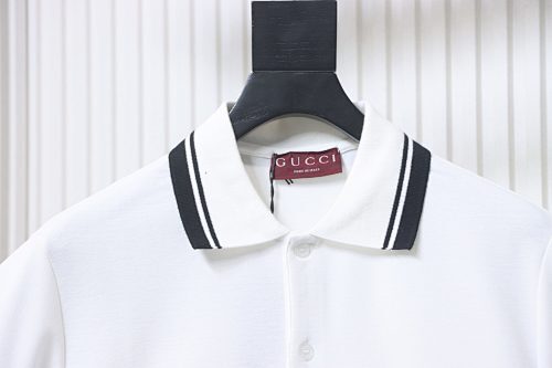 EM Sneakers GUCCI 26SS Classic Pocket Double G Embroidered Logo Short-Sleeve Polo Shirt White