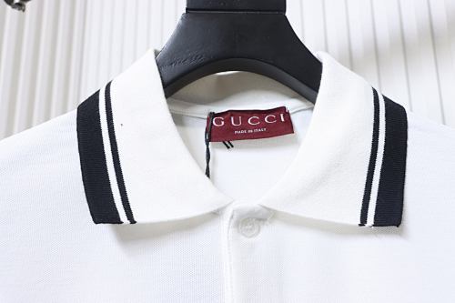 EM Sneakers GUCCI 26SS Classic Pocket Double G Embroidered Logo Short-Sleeve Polo Shirt White