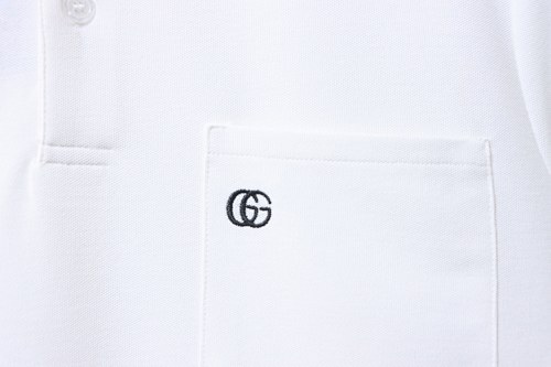 EM Sneakers GUCCI 26SS Classic Pocket Double G Embroidered Logo Short-Sleeve Polo Shirt White