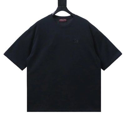 EM Sneakers Gucci Black Double G Logo Embroidered T-Shirt 01