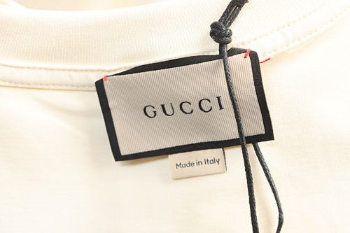 EM Sneakers Gucci Cartoon Baseball Dog Print T-Shirt Apricot