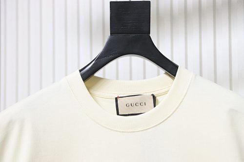 EM Sneakers Gucci Cartoon Baseball Dog Print T-Shirt Apricot