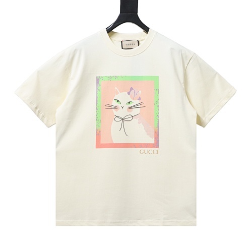 EM Sneakers Gucci Cartoon Cat Print T-Shirt Apricot
