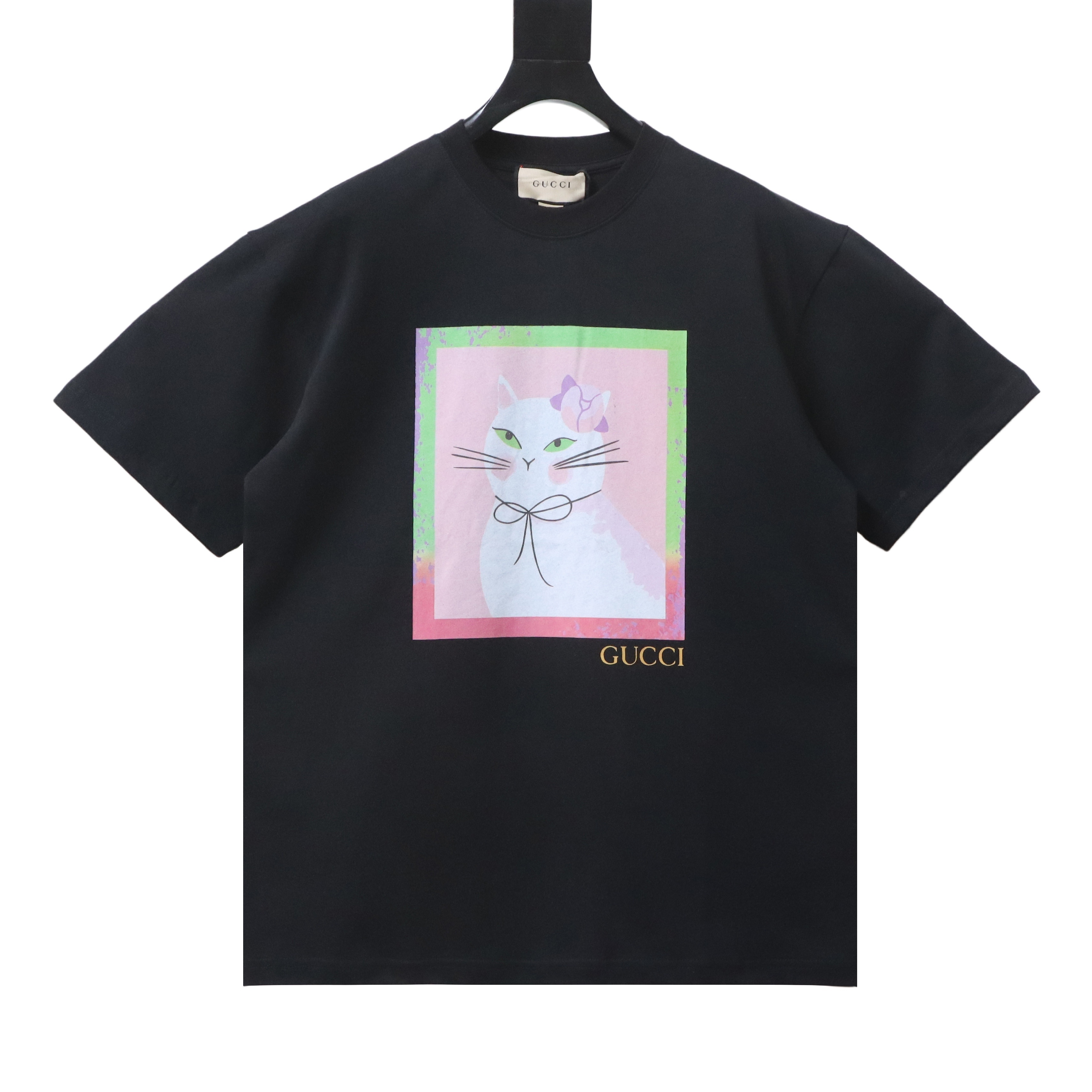 EM Sneakers Gucci Cartoon Cat Print T-Shirt Black