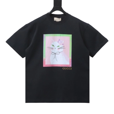 EM Sneakers Gucci Cartoon Cat Print T-Shirt Black 01