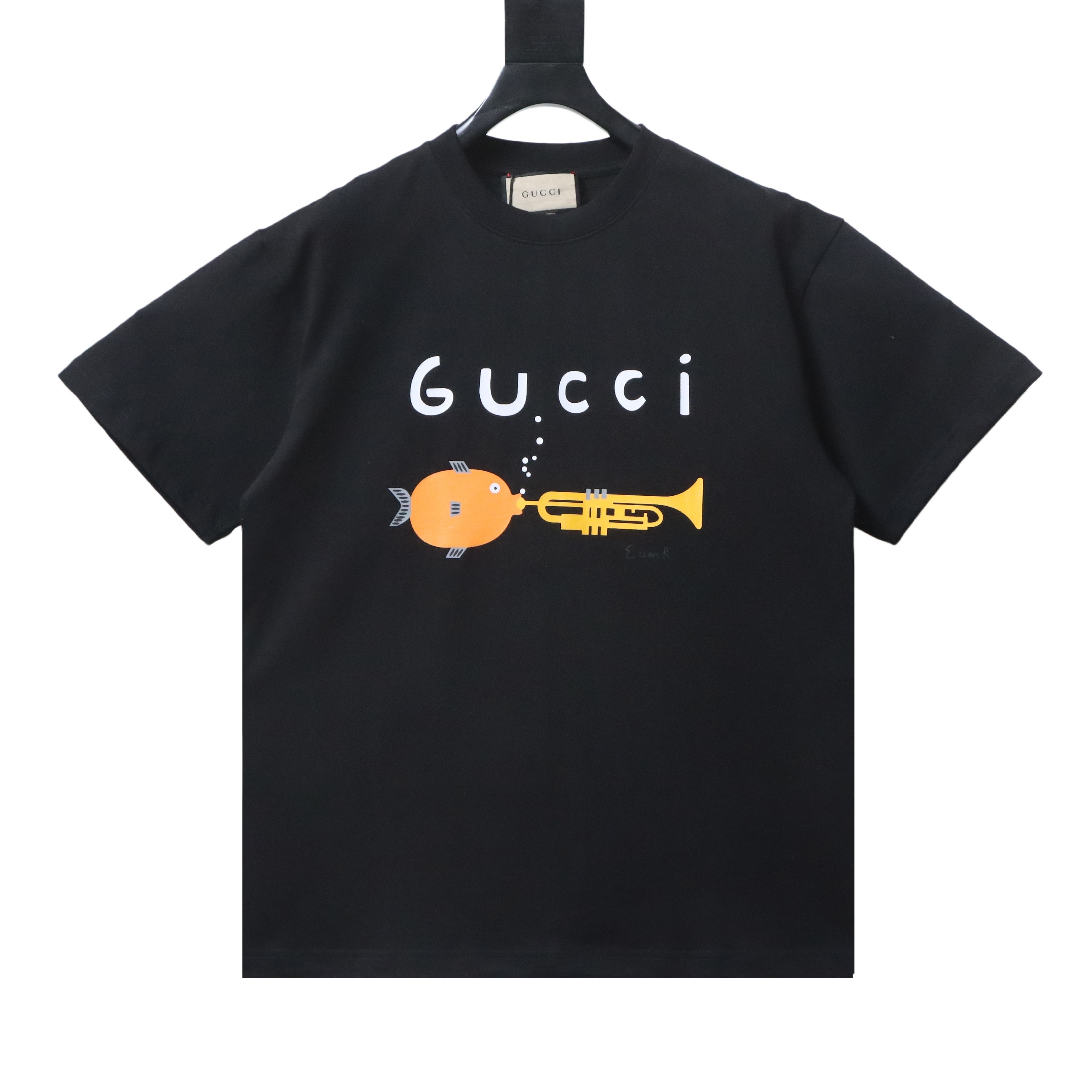 EM Sneakers Gucci Cartoon Hornfish Print T-shirt Black