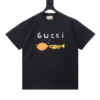 EM Sneakers Gucci Cartoon Hornfish Print T-shirt Black 01