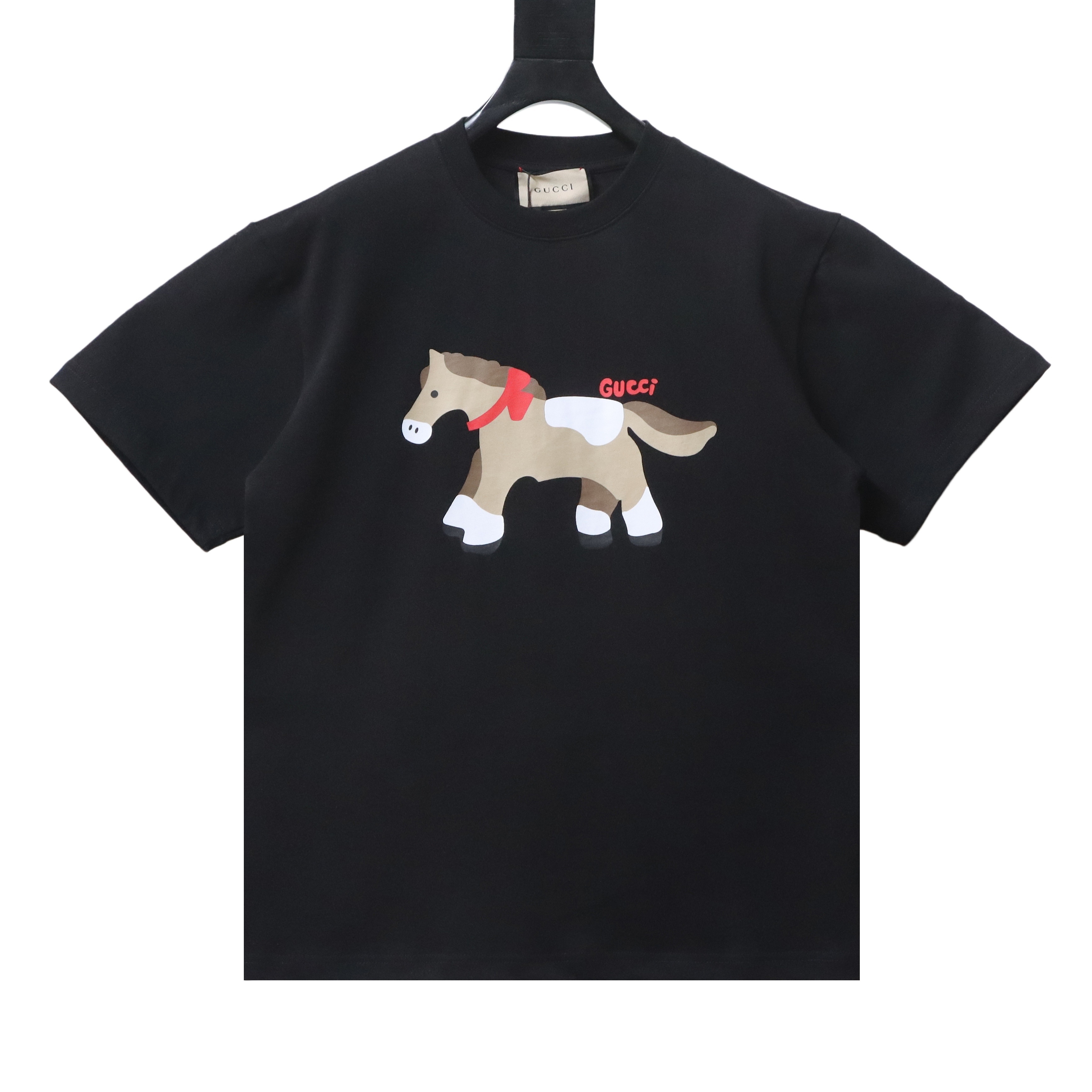 EM Sneakers Gucci Cartoon Horse Print T-shirt Black