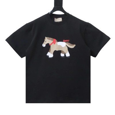 EM Sneakers Gucci Cartoon Horse Print T-shirt Black 01