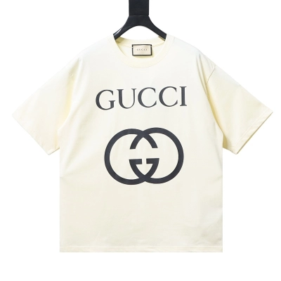 EM Sneakers Gucci Classic Double G Interlocking Print T-shirt Apricot 01