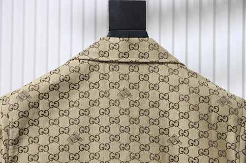 EM Sneakers Gucci Classic GG Monogram Embroidered Hhorse Year Badge Cuban Collar Short-sleeved Shirt