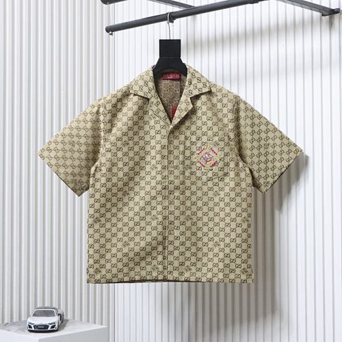EM Sneakers Gucci Classic GG Monogram Embroidered Hhorse Year Badge Cuban Collar Short-sleeved Shirt