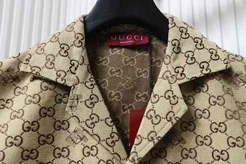 EM Sneakers Gucci Classic GG Monogram Embroidered Hhorse Year Badge Cuban Collar Short-sleeved Shirt