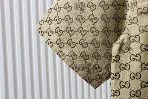 EM Sneakers Gucci Classic GG Monogram Embroidered Hhorse Year Badge Cuban Collar Short-sleeved Shirt