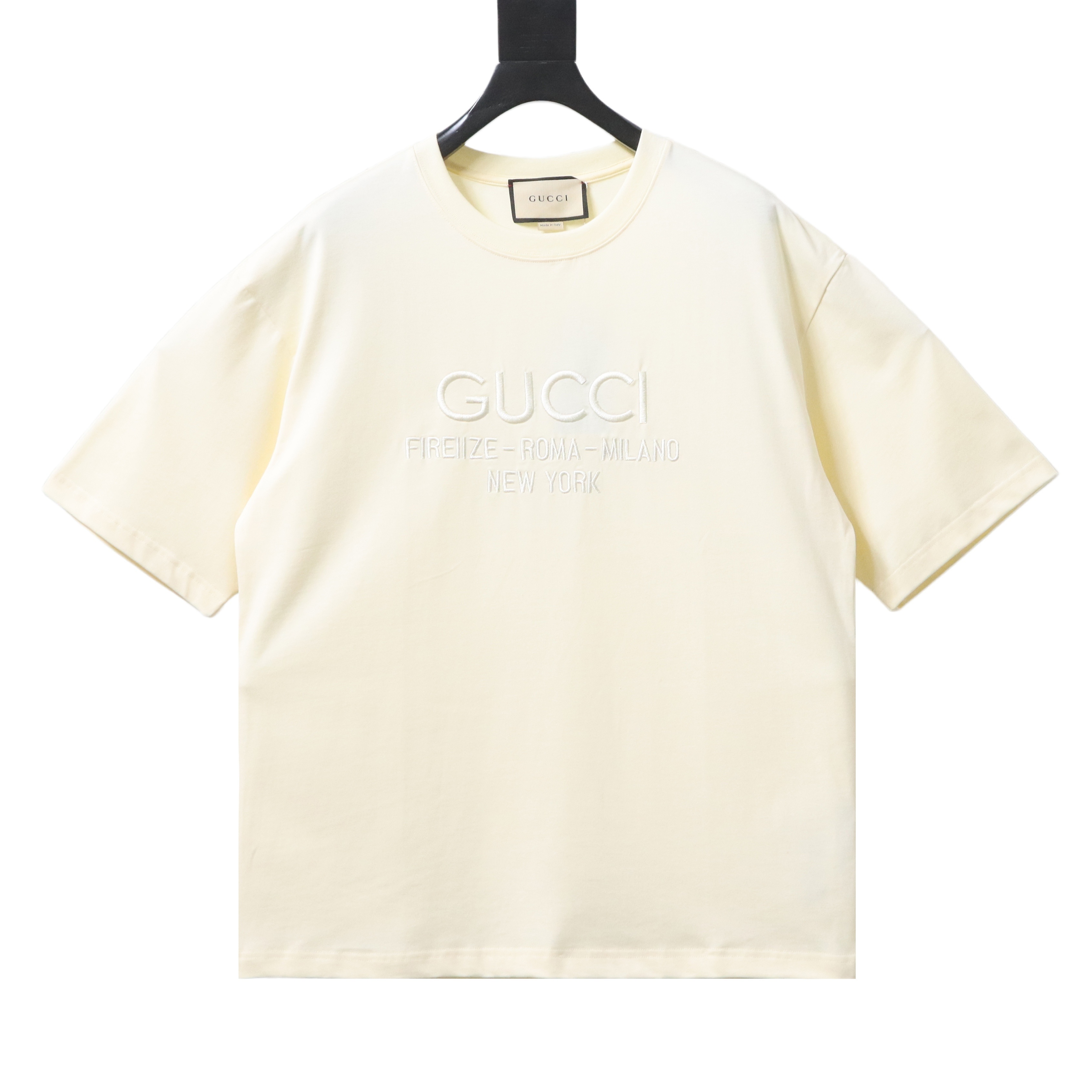 EM Sneakers Gucci Classic Logo Embroidered Letter Print T-shirt Apricot