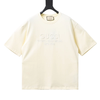 EM Sneakers Gucci Classic Logo Embroidered Letter Print T-shirt Apricot 01