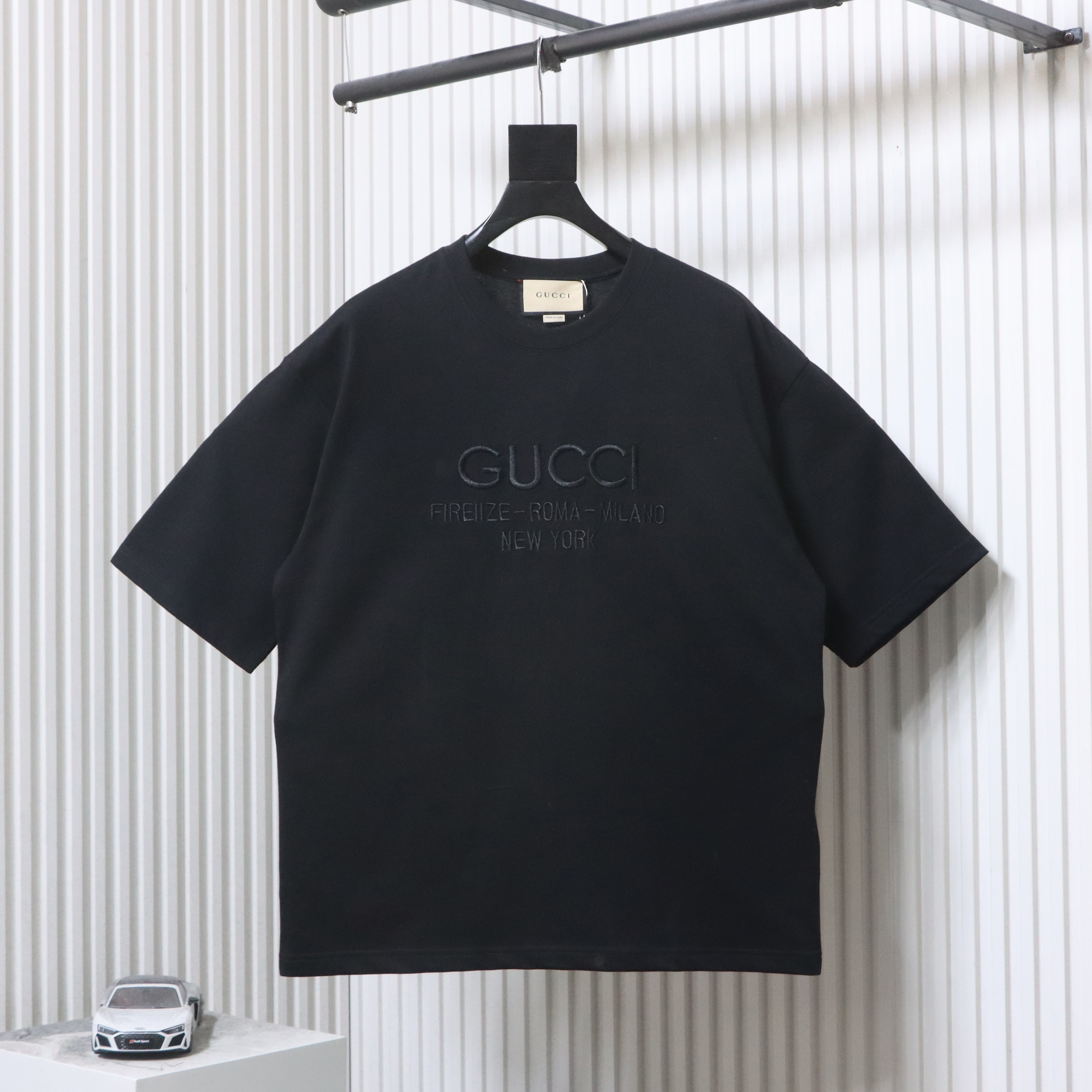 EM Sneakers Gucci Classic Logo Embroidered Letter Print T-shirt Black