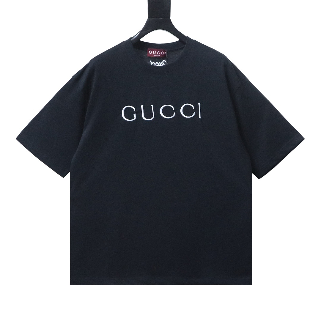 EM Sneakers Gucci Minimalist Letter Print Embroidered Logo T-shirt Black