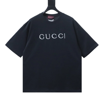 EM Sneakers Gucci Minimalist Letter Print Embroidered Logo T-shirt Black 01