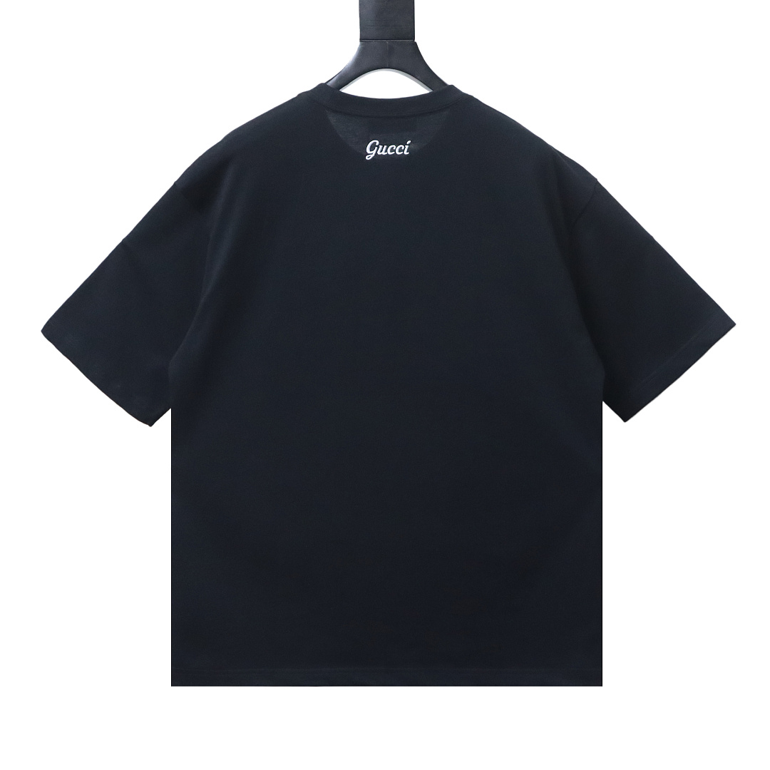 EM Sneakers Gucci Minimalist Letter Print Embroidered Logo T-shirt Black