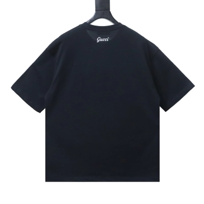 EM Sneakers Gucci Minimalist Letter Print Embroidered Logo T-shirt Black 02