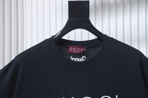 EM Sneakers Gucci Minimalist Letter Print Embroidered Logo T-shirt Black