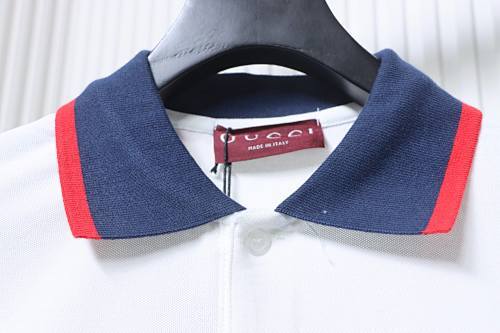 EM Sneakers GUCCI Pocket Embroidered Logo Short-Sleeve Polo Shirt White