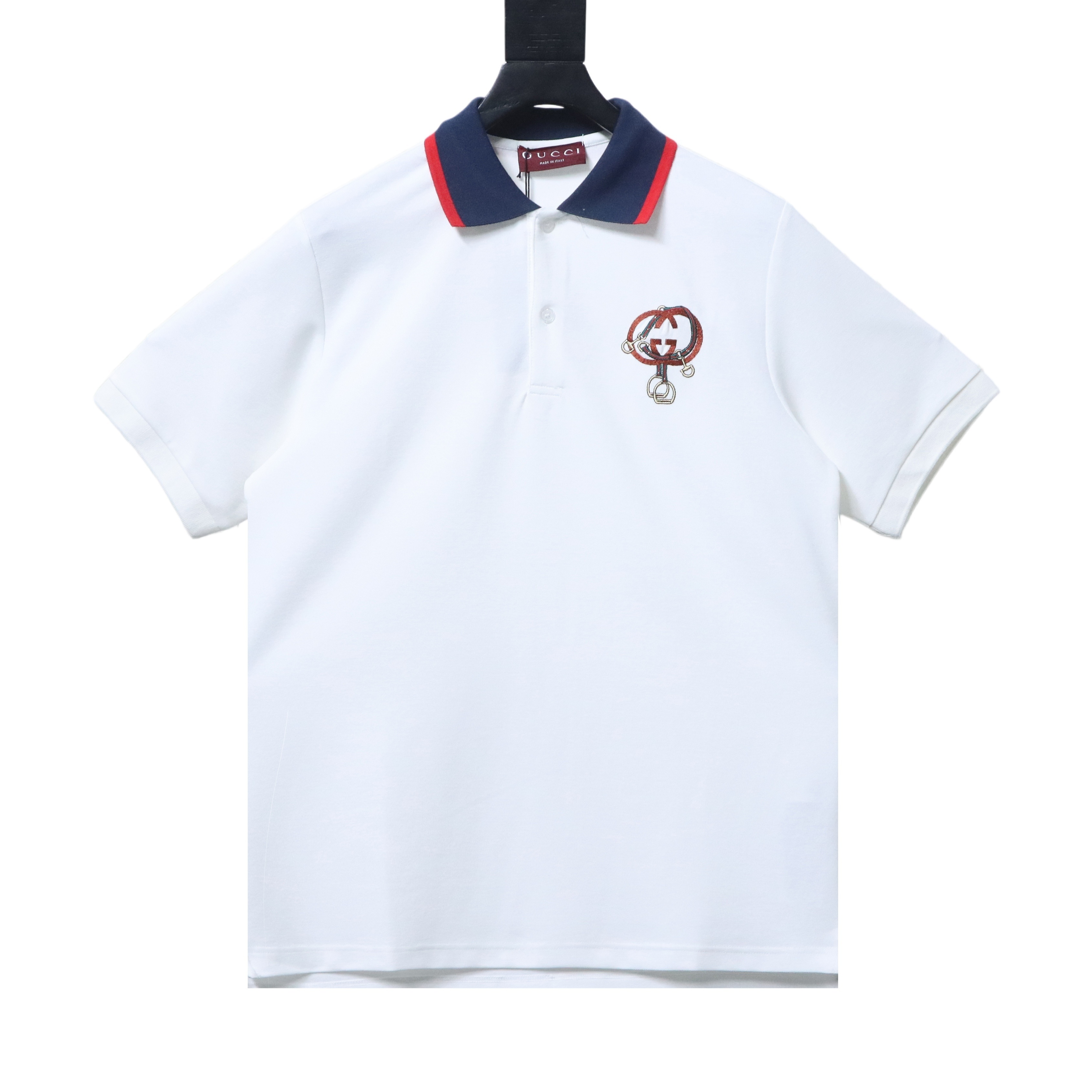 EM Sneakers GUCCI Pocket Embroidered Logo Short-Sleeve Polo Shirt White