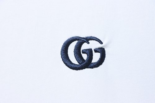 EM Sneakers Gucci White Double G Logo Embroidered T-Shirt