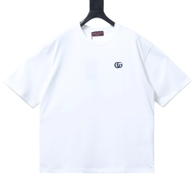 EM Sneakers Gucci White Double G Logo Embroidered T-Shirt 01