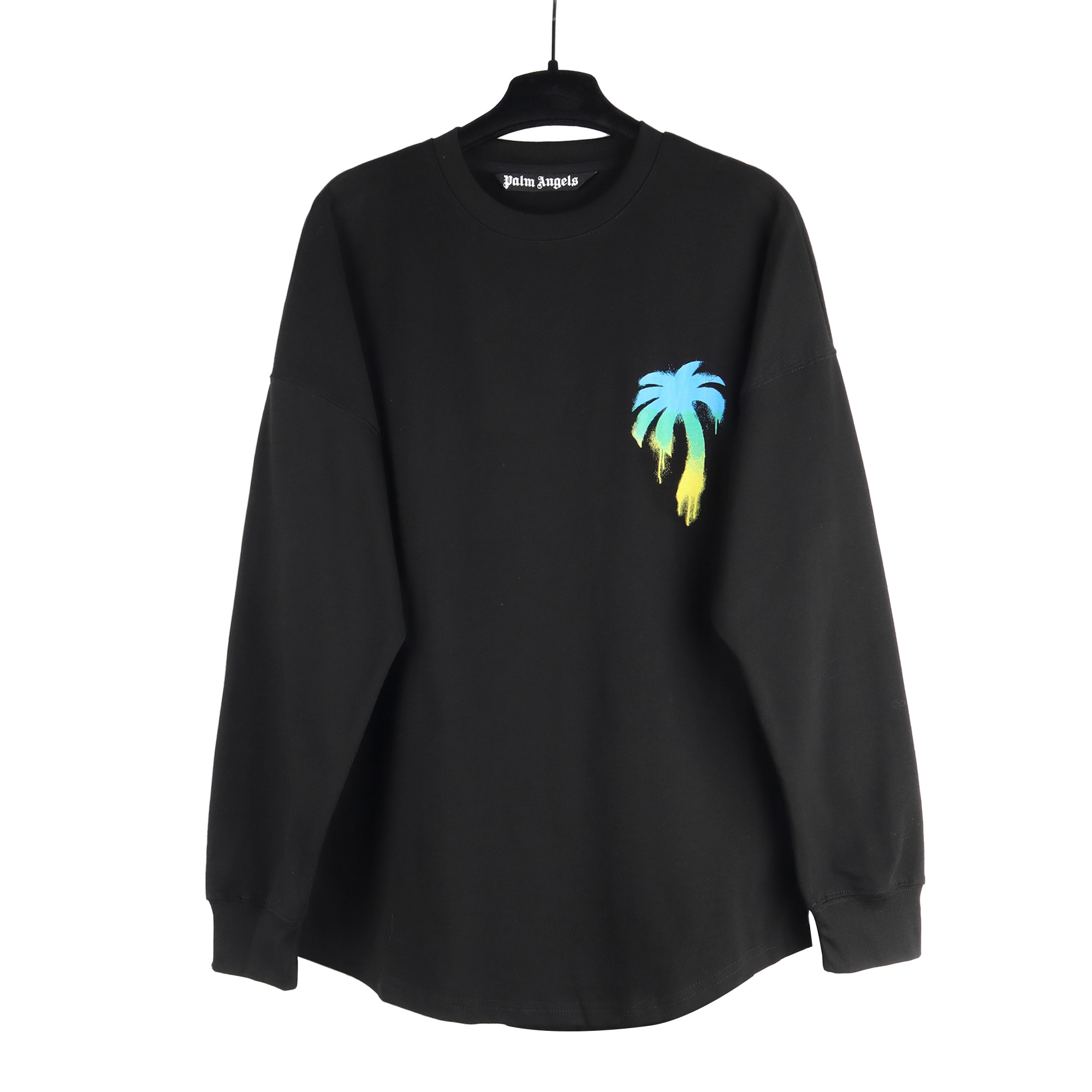 EM Sneakers Palm Angels Sprayed Palm Logo Over Long sleeve Shirt #906 Black /White
