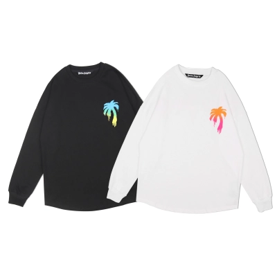 EM Sneakers Palm Angels Sprayed Palm Logo Over Long sleeve Shirt #906 Black /White 01