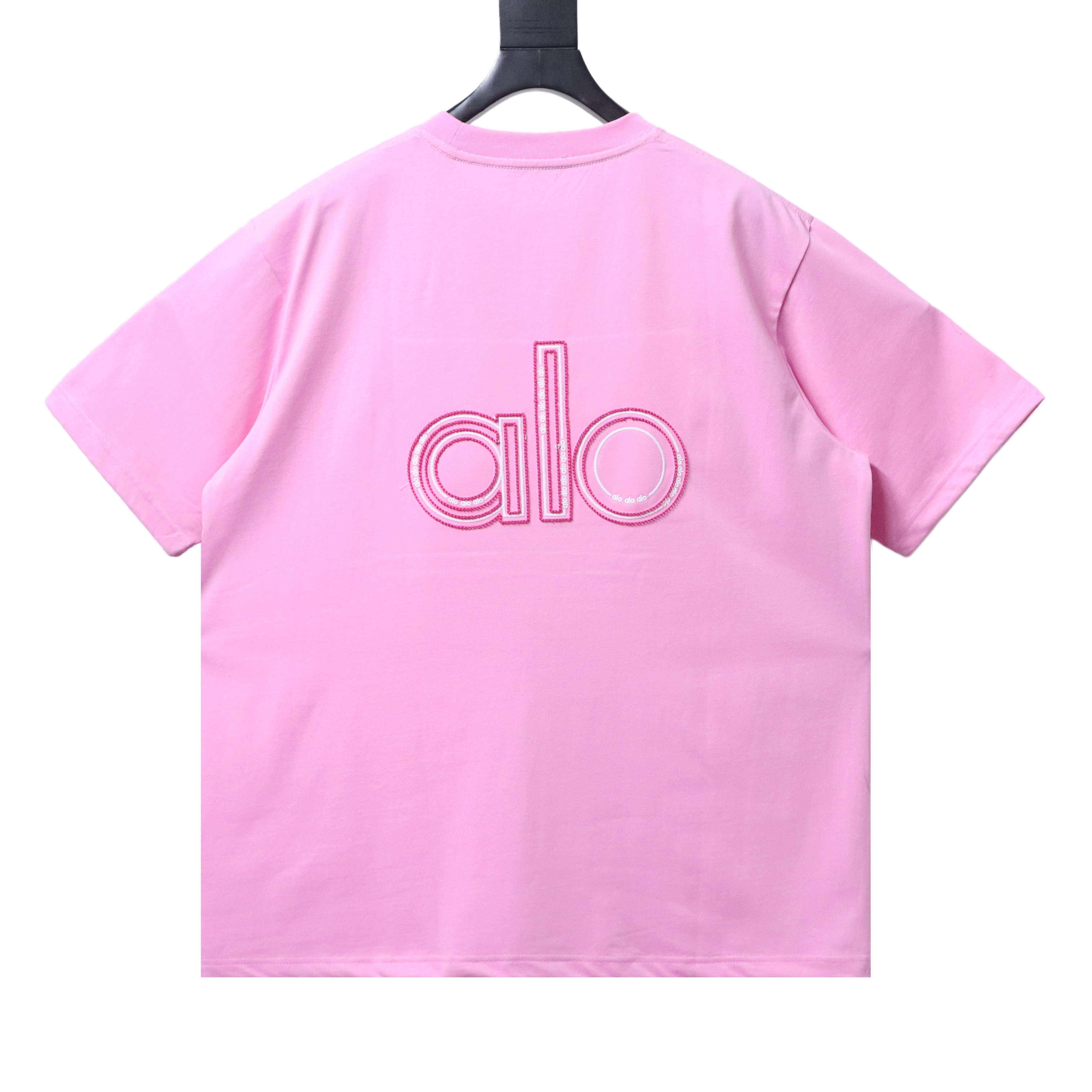 EM Sneakers ALO Yoga 26SS Back Logo Embroidered T-Shirt Pink