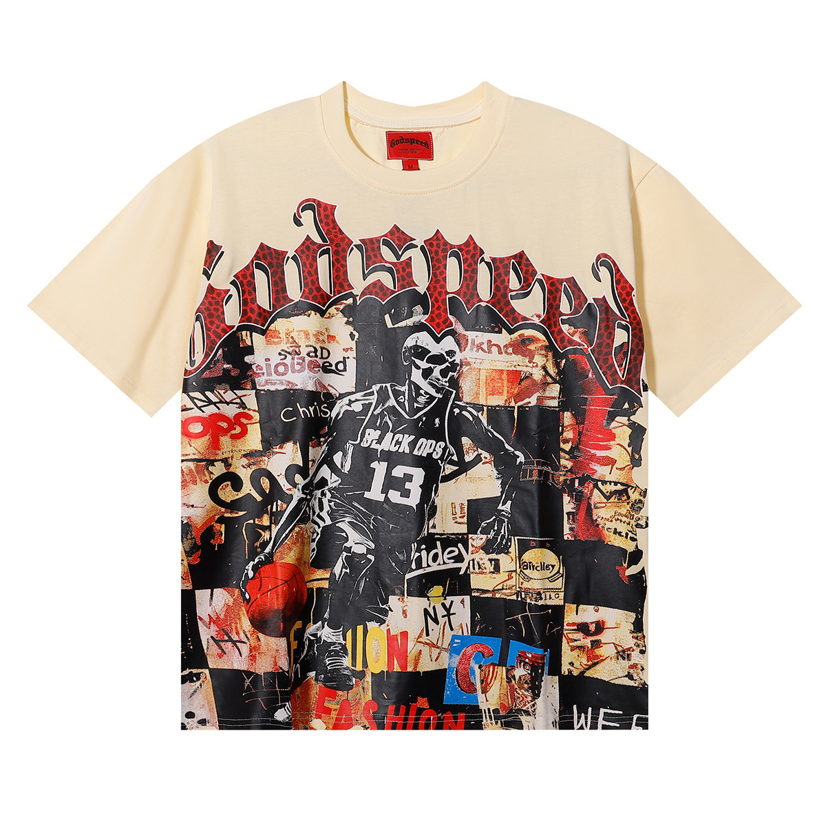 EM Sneakers Godspeed Basketball No. 13 Player Poster Print T-shirt #7055 Black /Apricot